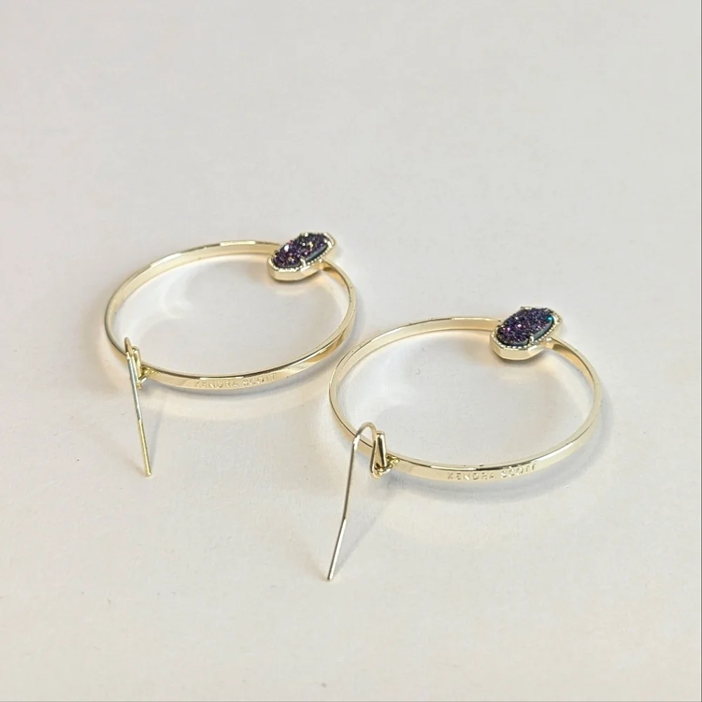 Kendra Scott Elora Open Circle Dangle Hoop Earrings Multi Colored Drusy